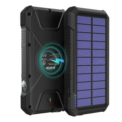 2020 new hot seller OEM Solar Charger PD18W QC 3.0 Fast charge Wireless Waterproof Flashlight Compass 20000mAh Power Bank