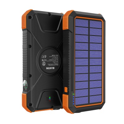 New OEM Solar Charger PD18W QC 3.0 Portable Fast charge Wireless Charger Waterproof Flashlight Compass 20000mAh Power Bank